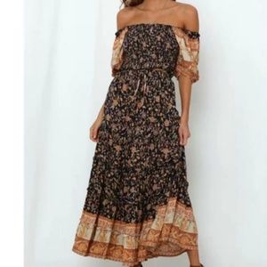 Bohemian floral print boho Maxi Skirt